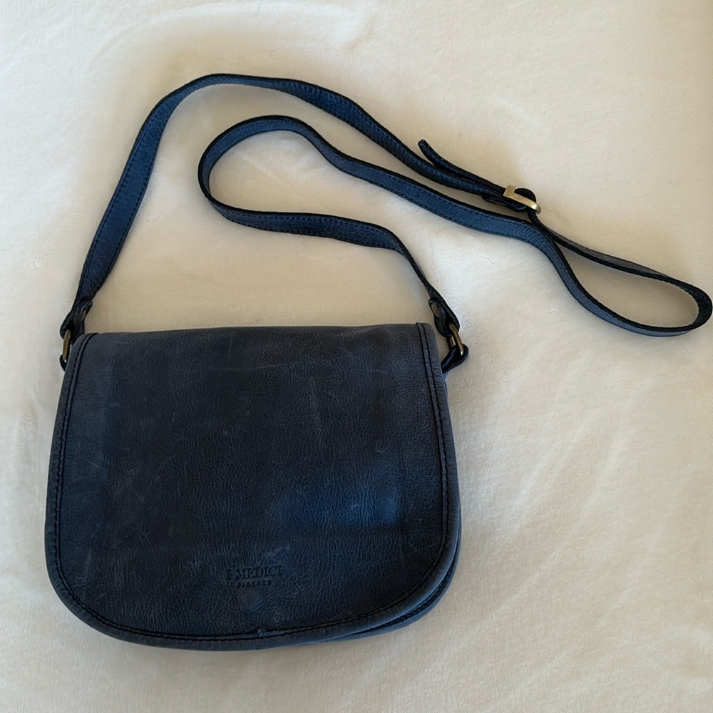 I Medici Firenze Navy Crossbody Satchel Leather Handbag